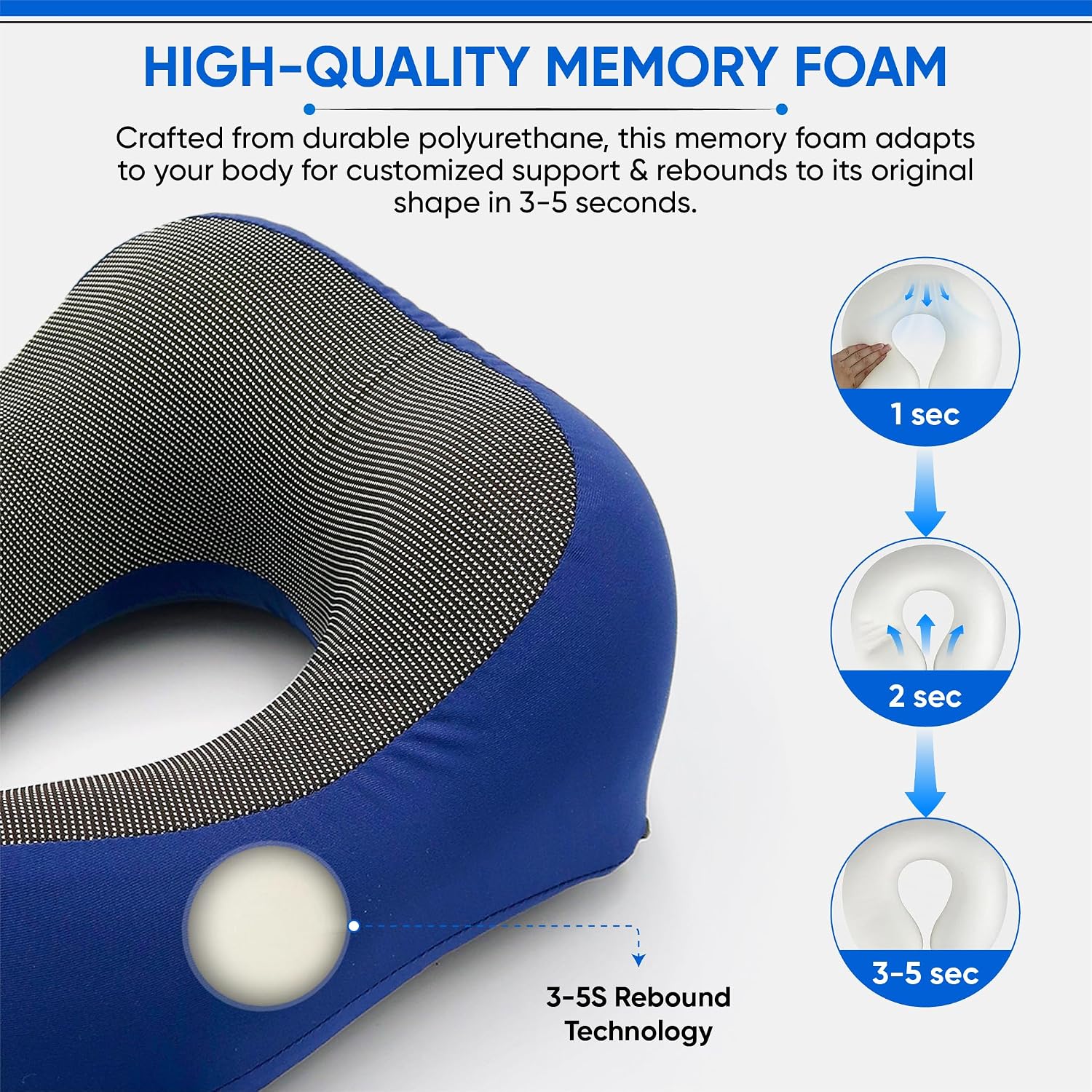 W.S. Sells Travel Neck Pillows for Airplanes - Pure Memory Foam with Ergonomic Design