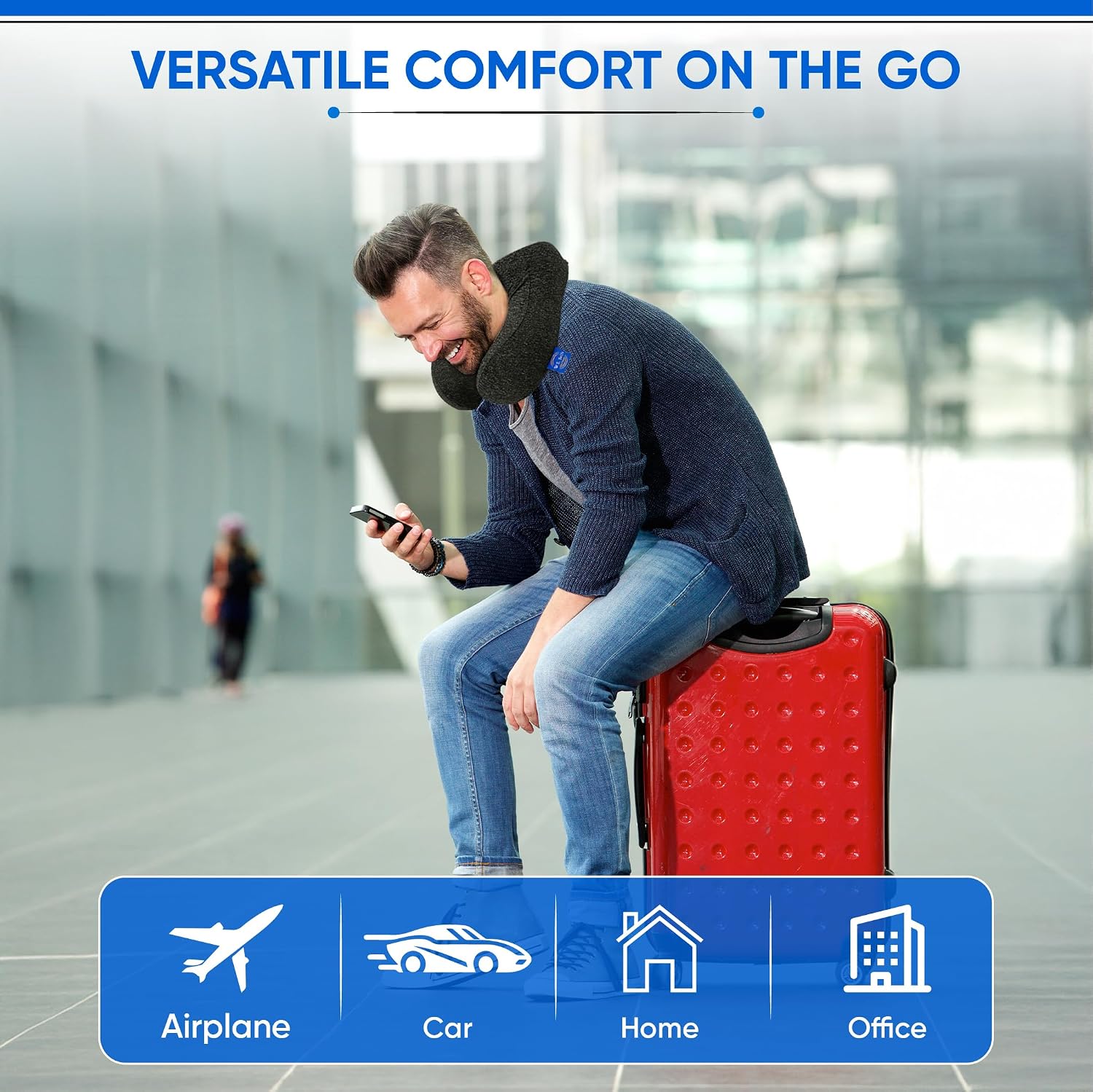 W.S. Sells Travel Neck Pillows for Airplanes - Pure Memory Foam with Ergonomic Design